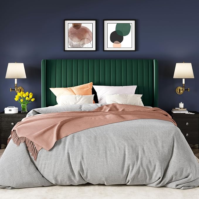Allewie Queen Size Bed Frame/Velvet Upholstered Platform Bed/Vertical Channel - Image 3