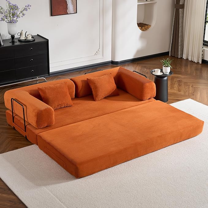 ZEIINPA Convertible Folding Couch Bed, Comfy Corduroy Sleeper Floor Sofa Bed - Image 8