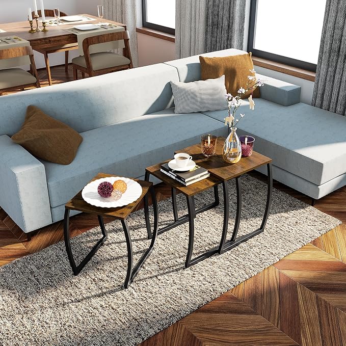 SRIWATANA Nesting Tables, Vintage Side End Tables Living Room, Coffee Snack - Image 4