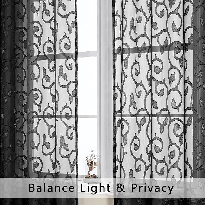 OWENIE Furman Extra Long Sheer Curtains 96 inches Long - Image 3