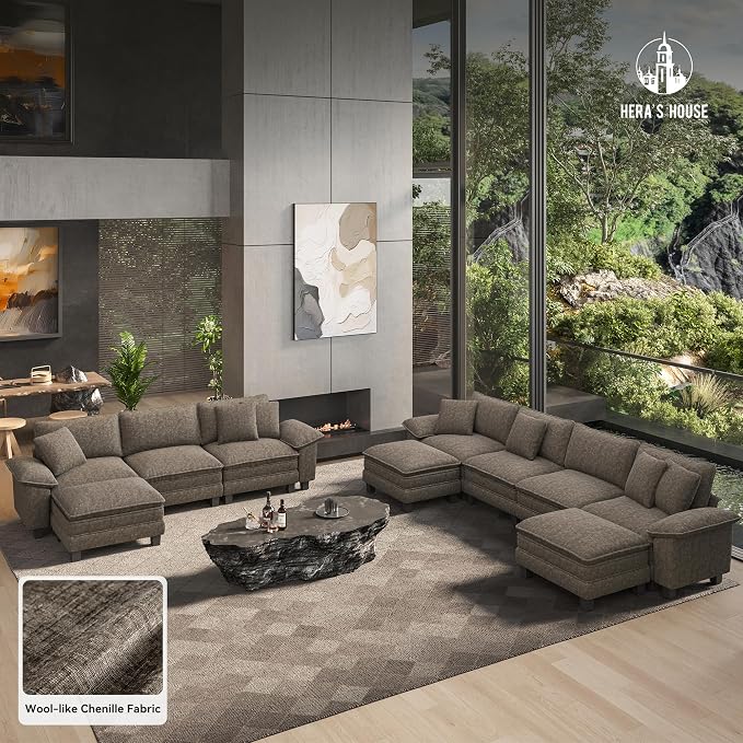 HERA'S HOUSE 124" Modular Sectional Sofa, Oversized L Shaped Couches - Image 9