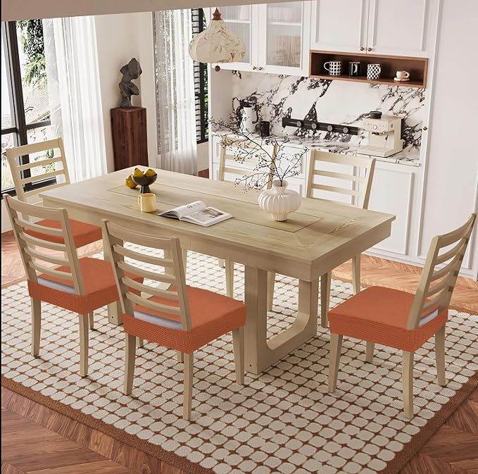 Smiry Waterproof Seat Covers for Dining Room Chairs Set of 2, Stretch Jacquard - Image 8