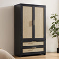 SICOTAS Rattan Armoire Wardrobe Closet Cabinet, 2 Drawers and Hanging Rod by SICOTAS
