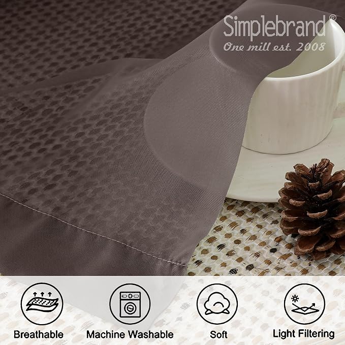 Simplebrand Chocolate Sheer Curtains 63 Inch Length 2 Panels, Rod Pocket Solid - Image 7