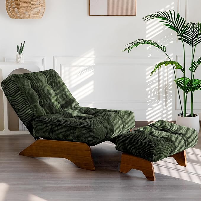 MAXYOYO Accent Chair with Ottoman Adjustable Backrest, Tufted Living Room Chair by MAXYOYO