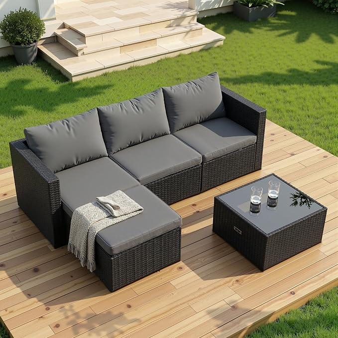 Shintenchi 4 Pieces Patio Furniture Sets, Outdoor Sofa Patio Sectional Sets All by Shintenchi%7CFurnitureMadeforRealLife