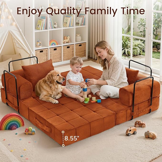 Korser Folding Convertible Sofa Bed, Corduroy Upholstered Boneless Couch - Image 5