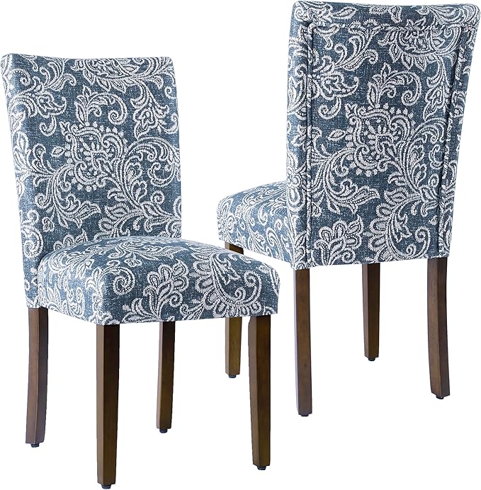 HomePop Classic Parsons Dining Chair -Denim Jacobean Print by HomePop