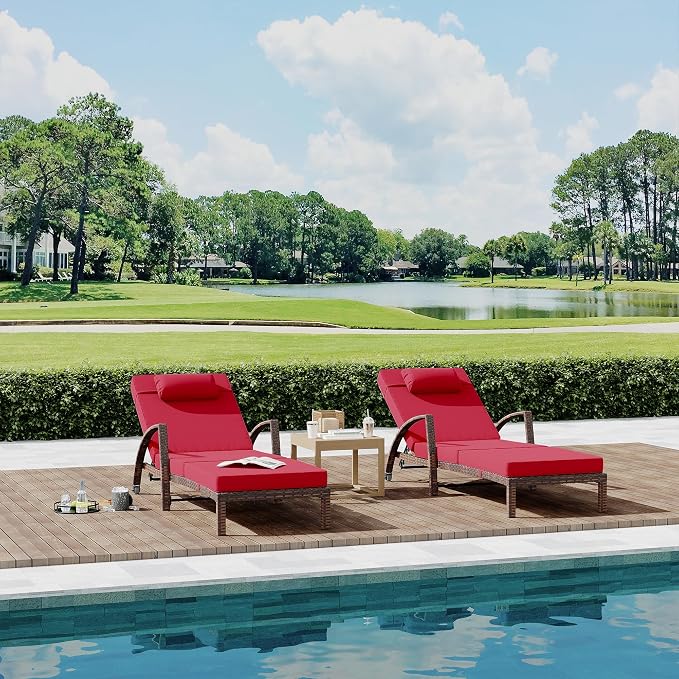 GarveeLife 2-Piece Rattan Patio Folding Chaise Lounge, 5-Position Adjustable - Image 8