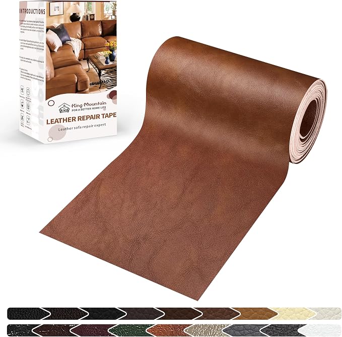 KING MOUNTAIN Leather Repair Patch, 4 x 63 Inches self Adhesive Leather Repair by ForABetterHomeLife