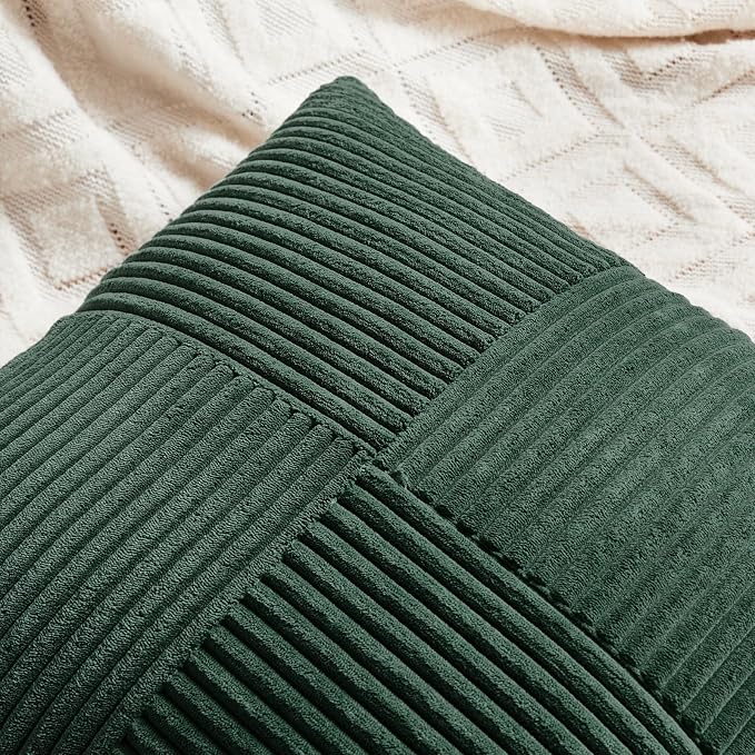 Fancy Homi Set of 2 Dark Green Decorative Throw Pillow Covers 24x24 Inch - Image 4