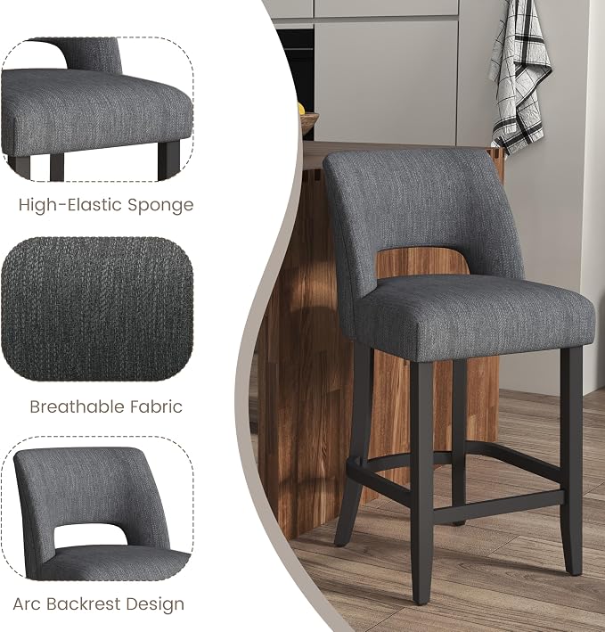 VKNOW Bar Stools Set of 2, Modern Counter Stools - Image 8