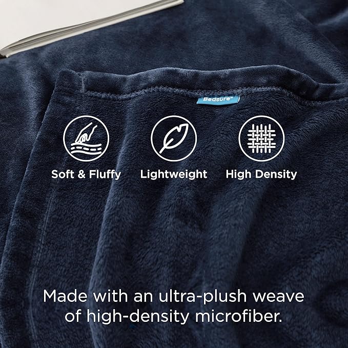 Bedsure GentleSoft Fleece Bed Blankets Full Size Navy - Image 3