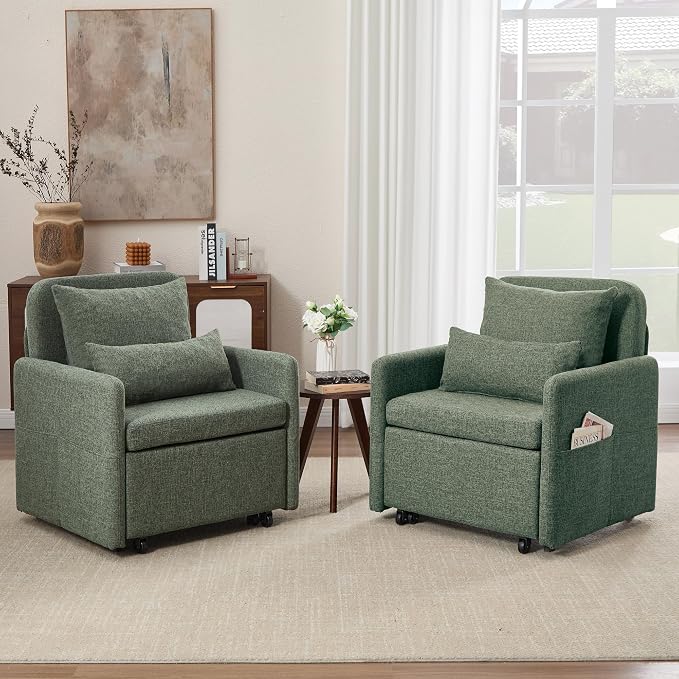 Iroomy 5-Level Adjustable Convertible Sleeper Chair Set of 2, 3-in-1 87'' Long - Image 3