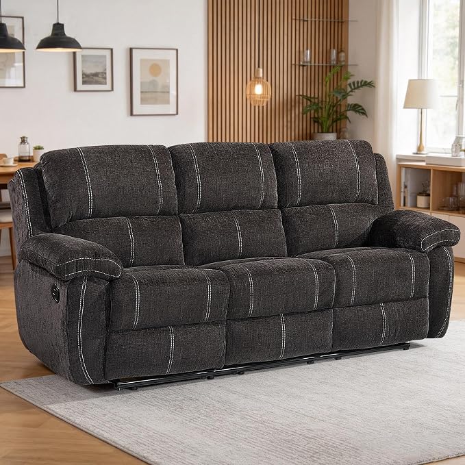 Betsy Furniture Modern Fabric Recliner Sofa Set, Loveseat w/Console, Recliner by BetsyFurniture