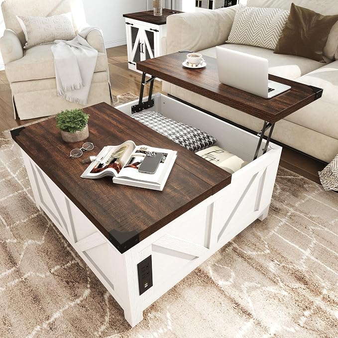 jimeimen Farmhouse Lift Top Coffee Table by jimeimenFurniture