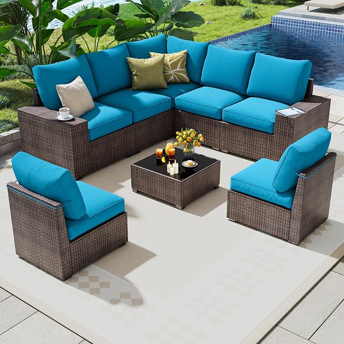 olimix 8 Piece Outdoor Patio Furniture Set, Outdoor Sectional Furniture - Image 2