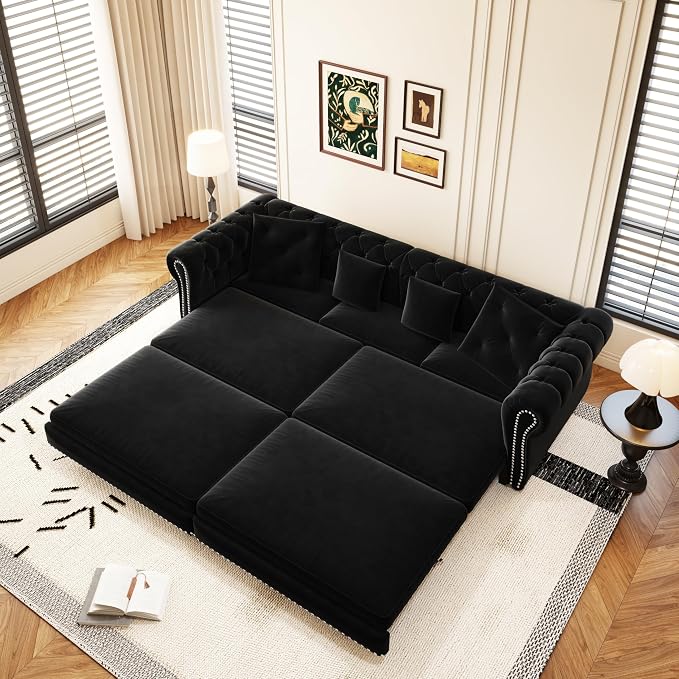 89" Velvet Convertible Sofa Bed Couch - Image 7