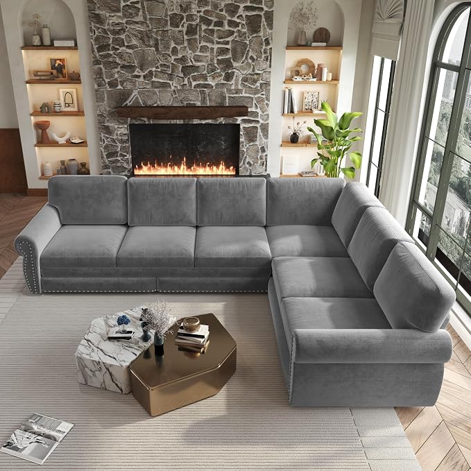 118" L-Shaped Sleeper Couch Bed - Image 8