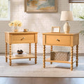 AMERLIFE 24" Wood Nightstand Set of 2, Vintage Bedside Table by AMERLIFE