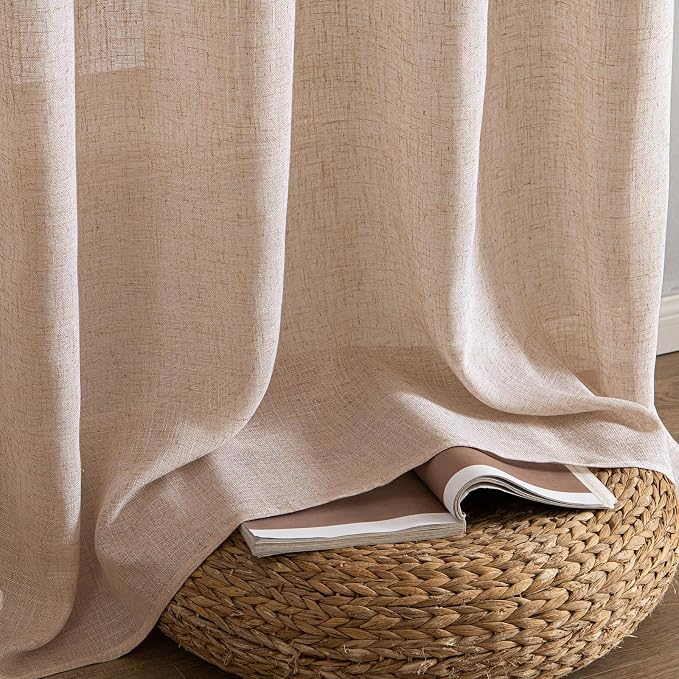MIULEE Natural Beige Linen Curtains 90 Inch Long 2 Panels - Image 7
