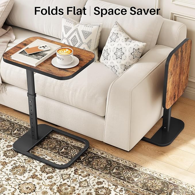 Kitstorack TV Tray Table, Adjustable Height & Flip-Top & Rounded Metal Corners - Image 7