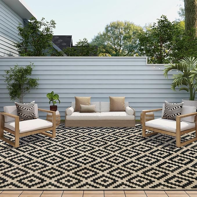SAND MINE Waterproof Outdoor Rug 10x20 ft, Plastic Reversible Rug, Modern Area - Image 5