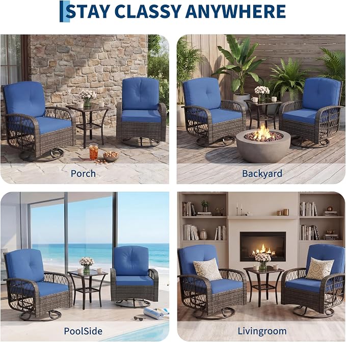 3-Piece Patio Furniture Set, 2 Swivel Rocking Chairs - Image 8