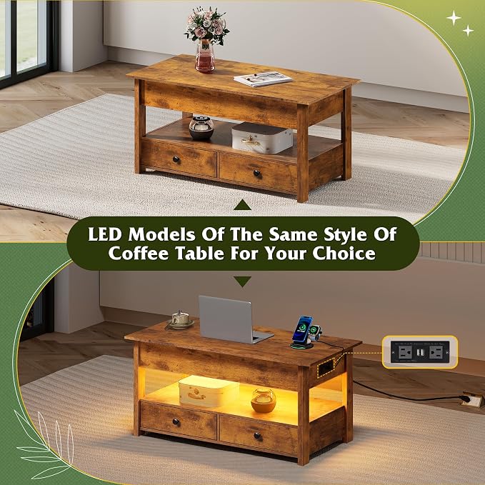 WLIVE Coffee Table, Lift Top Coffee Table - Image 9