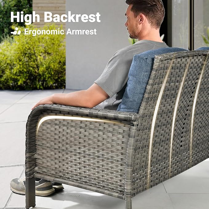 ovios 5-Piece Patio Furniture Set, Outdoor Wicker Sofa - Image 3