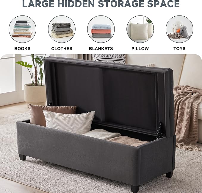 Mangodan 50" Storage Ottoman Bench, Tufted Ottoman - Image 3