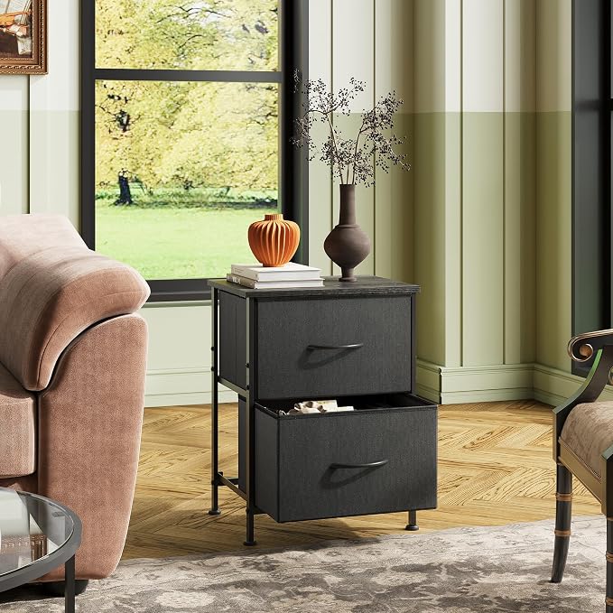 WLIVE Black Night Stand, Small Dresser - Image 7