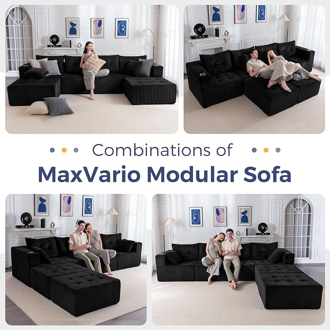 MAXYOYO 129.5" Modular Sectional Sofa Couch, U Shaped Modern Cloud Couch - Image 5