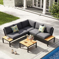 JOYURE 4-Piece Patio Furniture Set, Metal Outdoor Sectional Sofa by JOYURE