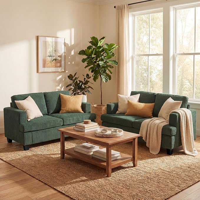 YOUDENOVA 2 Piece Set Comfy Sofa Couch, Loveseat Sofa * 2 by YOUDENOVA