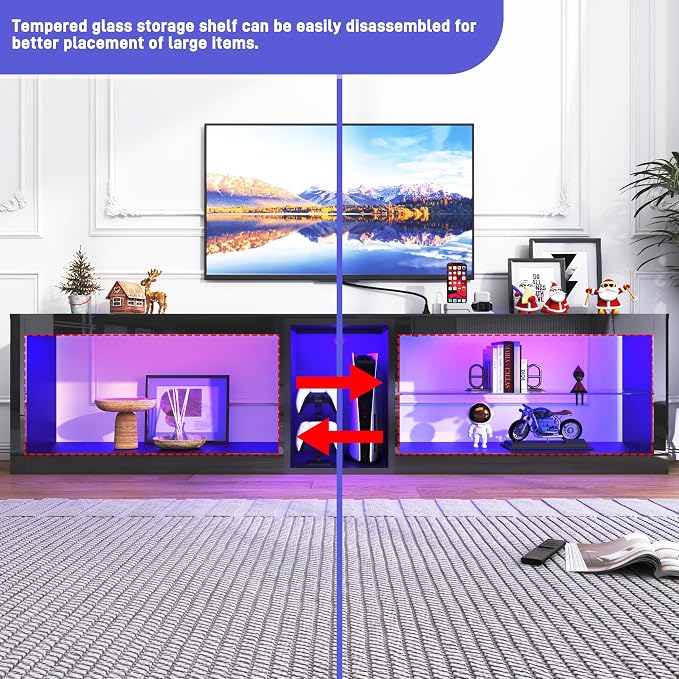 81in Long LED TV Stands W/Power Outlet - Image 3