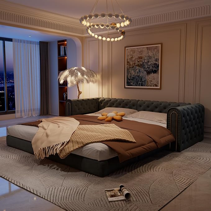 90.6'' Velvet Folding Floor Sofa Bed - Image 9