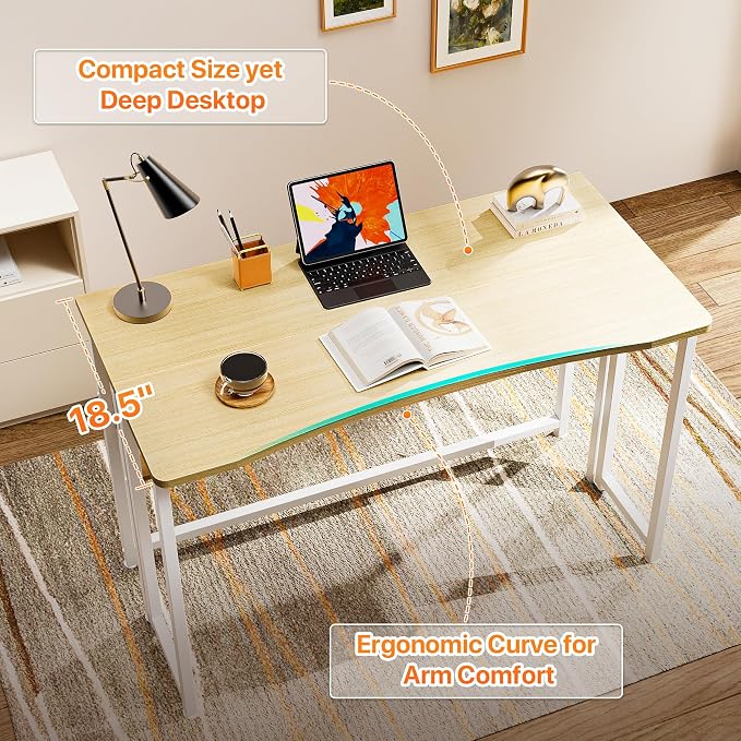 Huuger Folding Desk with Storage Shelf, 39.3 Inch Foldable Computer Table - Image 5