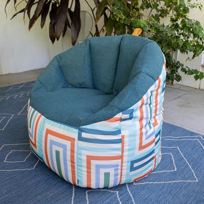 Big Joe Milano Patio Outdoor Weatherproof Bean Bag Chair, Lakeshore/Aqua Glass - Image 5