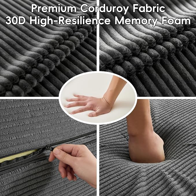 5-in-1 Convertible Sofa Bed, Corduroy Futon Couch Sleeper - Image 5
