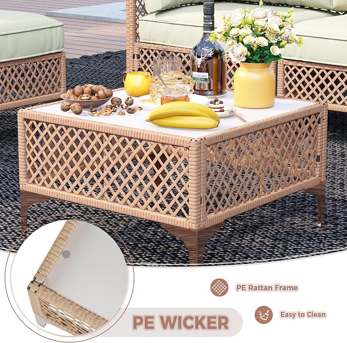 7-Piece Generous Patio Furniture Set, Wicker Outdoor Sectional Set - Image 7