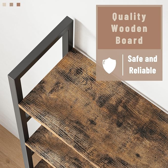 INNOD 70x70 Triple 5 Tier Book Shelf, Large Wooden Bookcase - Image 9