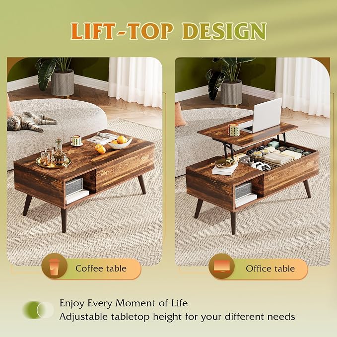 WLIVE Coffee Table with Storage & Lifting Top - Image 4