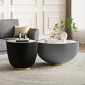 Round Marble Coffee Table Set of 2, 2 Piece White Coffee Table and End Table by Henf