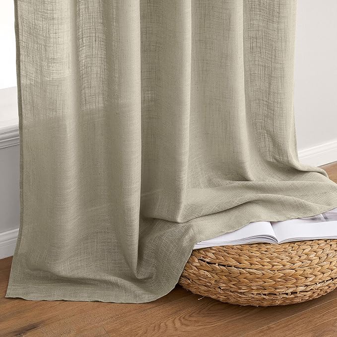 MIULEE Oatmeal Curtains 90 Inch Long 2 Panels - Image 7