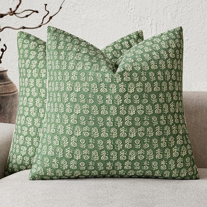 Foindtower Set of 2 Decorative Vintage Floral Print Throw Pillow Covers Neutral by Foindtower