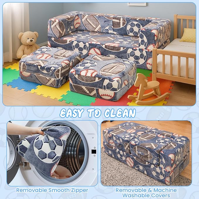 Cvortll Modular Kids Play Couch, Glow in Dark Kids Sofa, Child Sectional Sofa - Image 9
