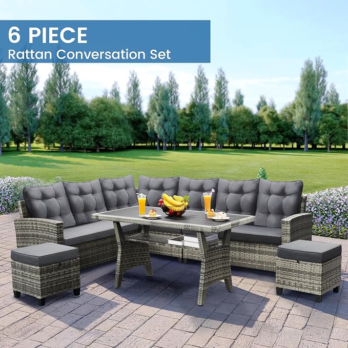 KROFEM 6-Piece Patio Furniture Set, Outdoor Sectional Sofa - Image 5