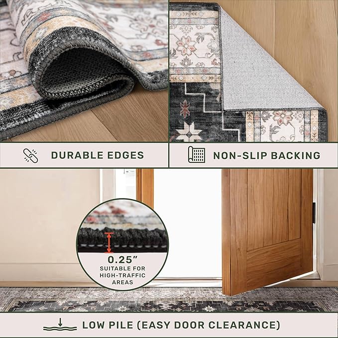 Black Washable 8ft Long Runners - Image 5