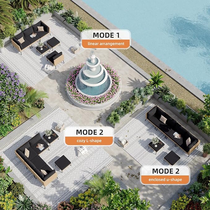 Aoxun 6-Piece Patio Furniture Set, Wicker Outdoor Furniture - Image 6